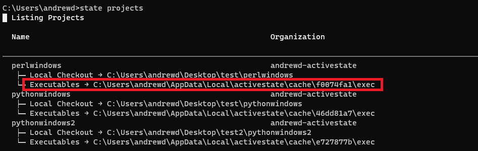 executable path in command terminal